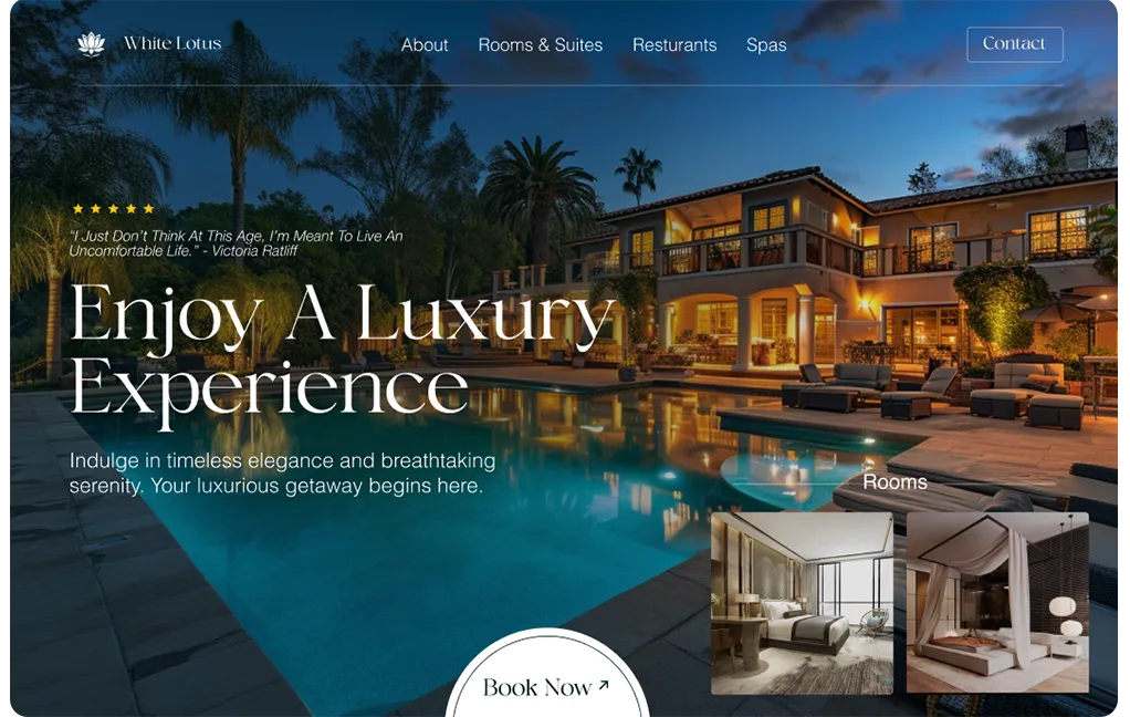 Web design of a luxurious resort inspired by White Lotus